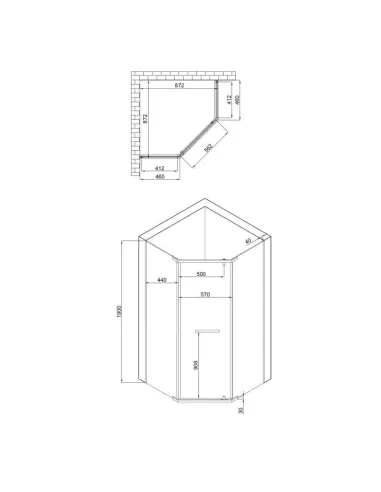 Душевая кабина пятиугольная Lidz Dozorca SC90x90.CRM.LOW.TR без поддона, стекло 6 мм, высота 190 см