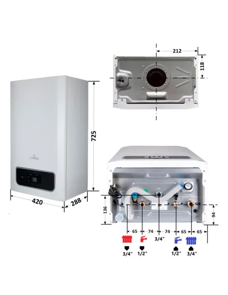 Котел газовый навесной Thermo Alliance Ewa 28 кВт, двухконтурный, конденсационный