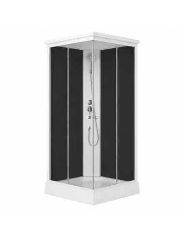 Гидробокс с низким поддоном Lidz Kubis SB90x90.SAT.LOW.GR, полукруглый, стекло тонированное 4 мм