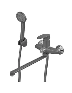 Смеситель для ванны Plamix CEZAR-006 EURO SET Graphite PM0691, с душевым набором