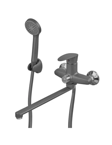Смеситель для ванны Plamix CEZAR-006 EURO SET Graphite PM0691, с душевым набором