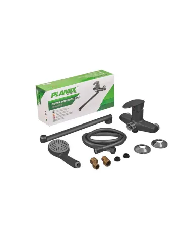 Смеситель для ванны Plamix CEZAR-006 EURO SET Graphite PM0691, с душевым набором