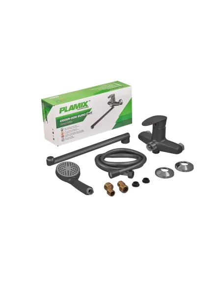 Смеситель для ванны Plamix CEZAR-006 EURO SET Graphite PM0691, с душевым набором
