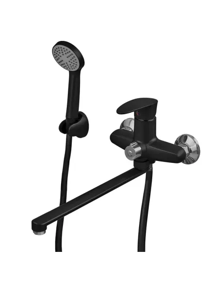 Смеситель для ванны Plamix CEZAR-006 EURO SET Matte Black PM0690, с душевым набором