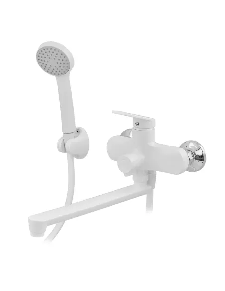 Смеситель для ванны Plamix Lucas-006 EURO SET White PM0709, с душевым набором