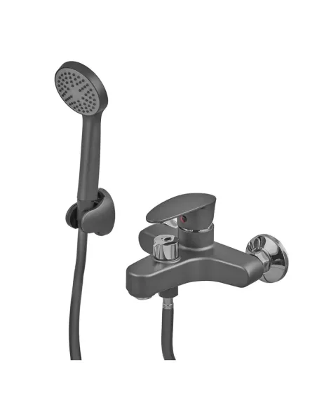 Смеситель для ванны Plamix CEZAR-009 EURO SET Graphite PM0694, с душевым набором