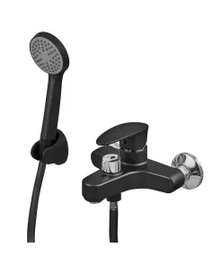 Смеситель для ванны Plamix CEZAR-009 EURO SET Matte Black PM0693, с душевым набором