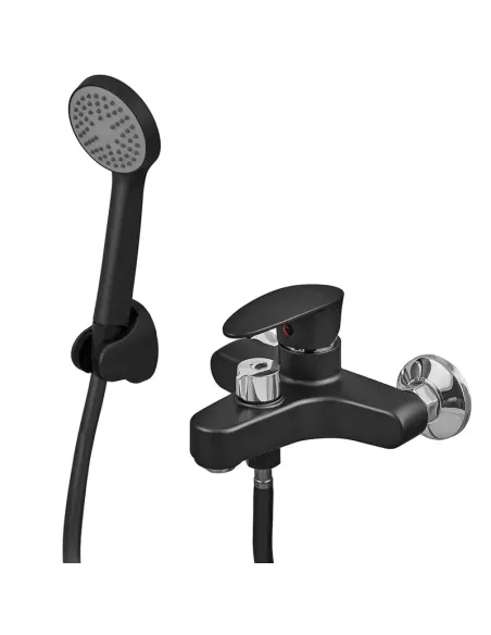 Смеситель для ванны Plamix CEZAR-009 EURO SET Matte Black PM0693, с душевым набором