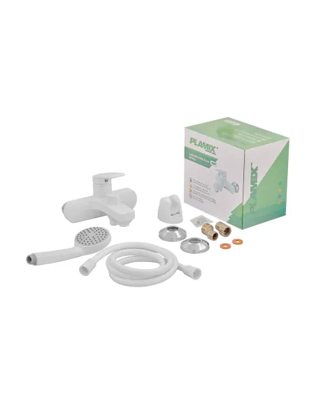 Смеситель для ванны Plamix Lucas-009 EURO SET White PM0708, с душевым набором