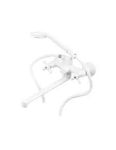 Смеситель для ванны Plamix Pablo-140 Euro Set White PM0751, двухвентильный, с душевым набором