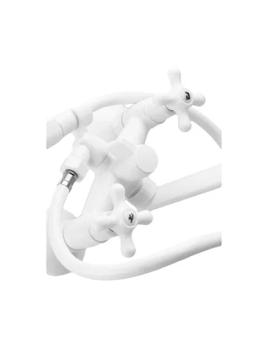 Смеситель для ванны Plamix Pablo-140 Euro Set White PM0751, двухвентильный, с душевым набором