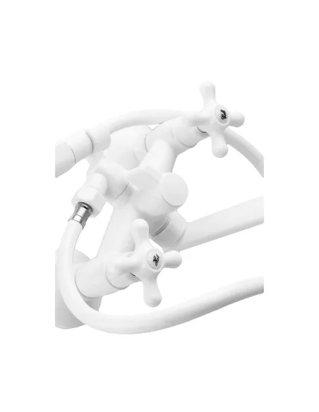 Смеситель для ванны Plamix Pablo-140 Euro Set White PM0751, двухвентильный, с душевым набором