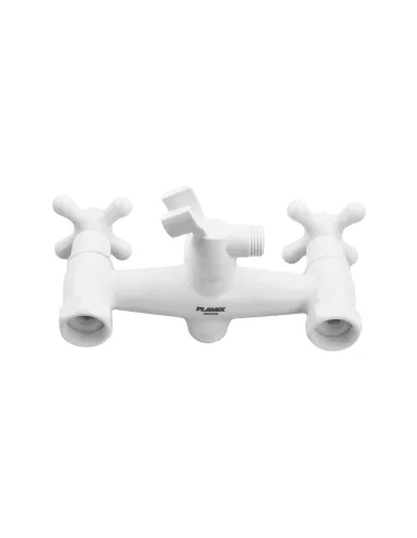 Смеситель для ванны Plamix Pablo-140 Euro Set White PM0751, двухвентильный, с душевым набором
