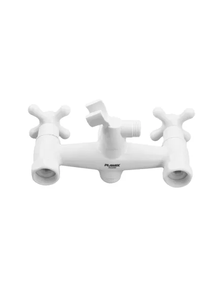 Смеситель для ванны Plamix Pablo-140 Euro Set White PM0751, двухвентильный, с душевым набором