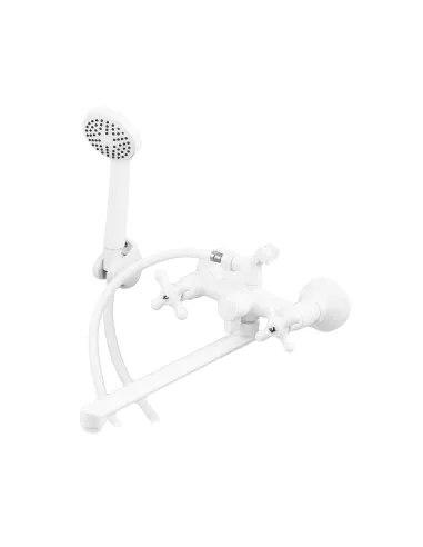 Смеситель для ванны Plamix Pablo-140 Euro Set White PM0751, двухвентильный, с душевым набором