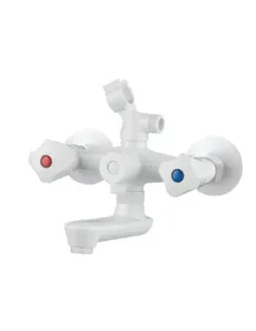 Смеситель для ванны Plamix OMEGA-142 EURO SET White MX9699, двухвентильный, с душевым набором