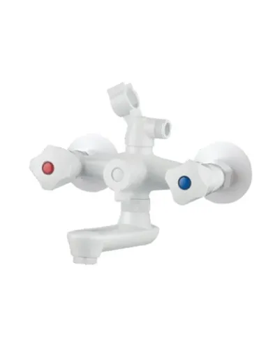 Смеситель для ванны Plamix OMEGA-142 EURO SET White MX9699, двухвентильный, с душевым набором