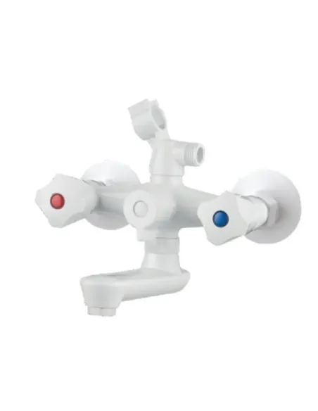Смеситель для ванны Plamix OMEGA-142 EURO SET White MX9699, двухвентильный, с душевым набором