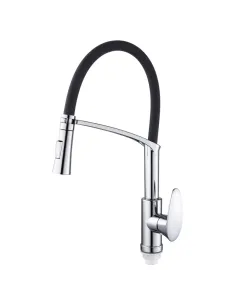 Смеситель для кухни с гибким изливом Plamix Cezar-017 Set Chrome Refl.Black PM0741, черный гофроизлив