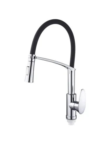 Смеситель для кухни с гибким изливом Plamix Cezar-017 Set Chrome Refl.Black PM0741, черный гофроизлив