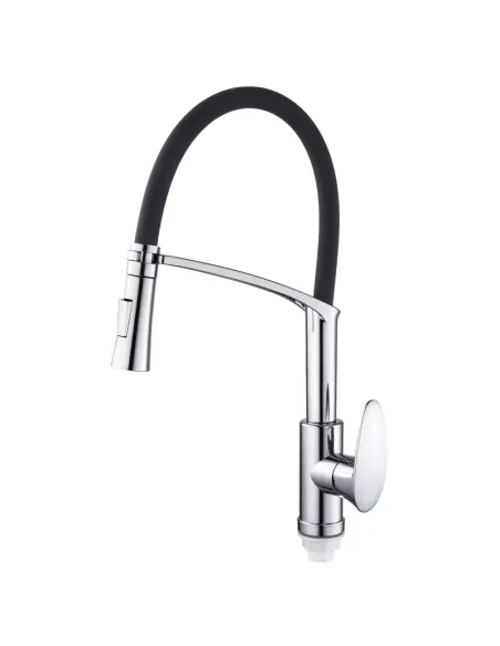 Смеситель для кухни с гибким изливом Plamix Cezar-017 Set Chrome Refl.Black PM0741, черный гофроизлив
