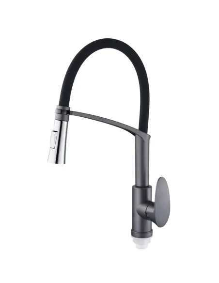 Смеситель для кухни с гибким изливом Plamix Cezar-017 Set Graphite Refl.Black PM0742, черный гофроизлив