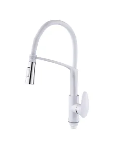Смеситель для кухни с гибким изливом Plamix Cezar-017 Set White Refl.White PM0743, белый гофроизлив