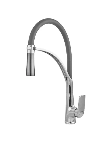 Смеситель для кухни с гибким изливом Plamix Lucas-017 SET CHROME REFL.Grey PM0715, серый гофроизлив