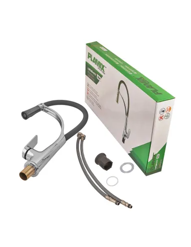 Смеситель для кухни с гибким изливом Plamix Lucas-017 SET CHROME REFL.Grey PM0715, серый гофроизлив