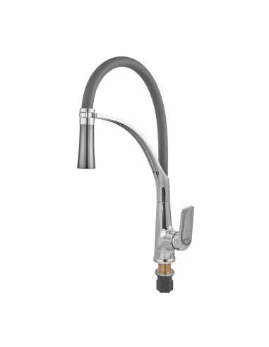 Смеситель для кухни с гибким изливом Plamix Lucas-017 SET CHROME REFL.Grey PM0715, серый гофроизлив