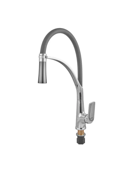 Смеситель для кухни с гибким изливом Plamix Lucas-017 SET CHROME REFL.Grey PM0715, серый гофроизлив