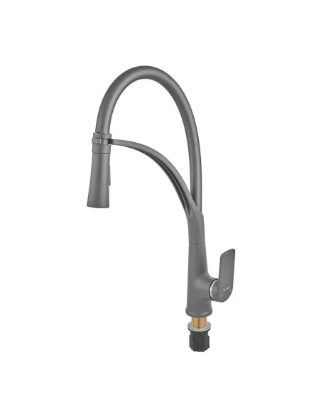 Смеситель для кухни с гибким изливом Plamix Lucas-017 SET Graphite Refl.Grey PM0723, серый гофроизлив