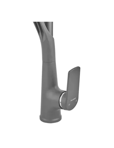 Смеситель для кухни с гибким изливом Plamix Lucas-017 SET Graphite Refl.Grey PM0723, серый гофроизлив