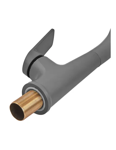 Смеситель для кухни с гибким изливом Plamix Lucas-017 SET Graphite Refl.Grey PM0723, серый гофроизлив