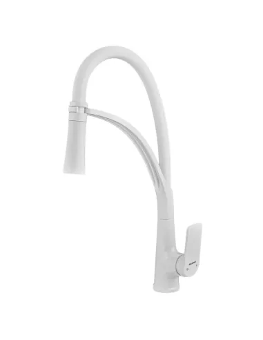 Смеситель для кухни с гибким изливом Plamix Lucas-017 SET White REFL.White PM0716, белый гофроизлив