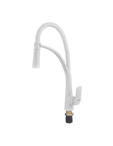 Смеситель для кухни с гибким изливом Plamix Lucas-017 SET White REFL.White PM0716, белый гофроизлив
