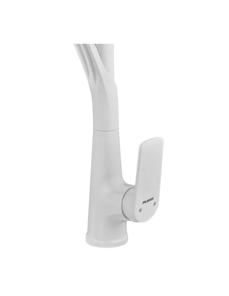 Смеситель для кухни с гибким изливом Plamix Lucas-017 SET White REFL.White PM0716, белый гофроизлив