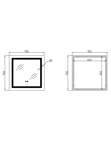 Зеркало для ванной Lidz Kubis KU1 LDKU70070049287, 700х700 мм, с LED-подсветкой Touch, с антизапотеванием, регулятор яркости