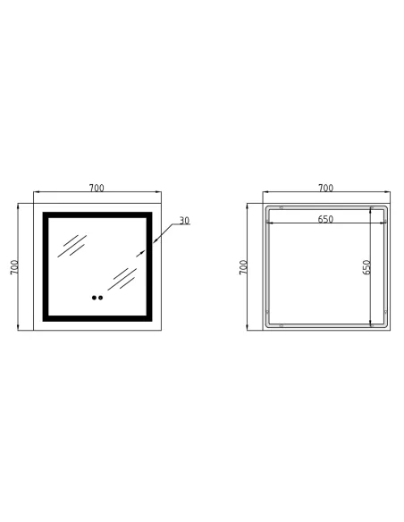 Зеркало для ванной Lidz Kubis KU1 LDKU70070049287, 700х700 мм, с LED-подсветкой Touch, с антизапотеванием, регулятор яркости
