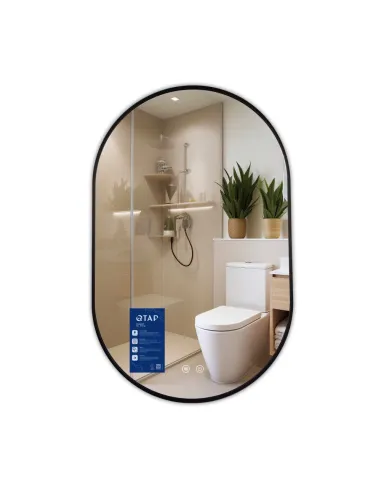 Зеркало для ванной Q-Tap Scorpio (SC1) QTSC500800 Black, 500х800 мм, с LED-подсветкой Touch, с антизапотеванием, регулятор яркос