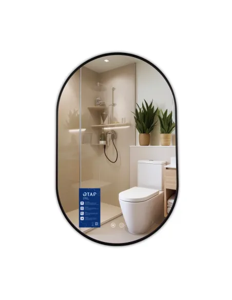 Дзеркало для ванної кімнати Q-Tap Scorpio (SC1) QTSC500800 Black, 500х800 мм, з LED-підсвічуванням Touch, з антизапотіванням, ре