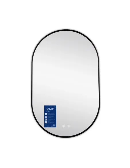 Дзеркало для ванної кімнати Q-Tap Scorpio (SC1) QTSC500800 Black, 500х800 мм, з LED-підсвічуванням Touch, з антизапотіванням, ре