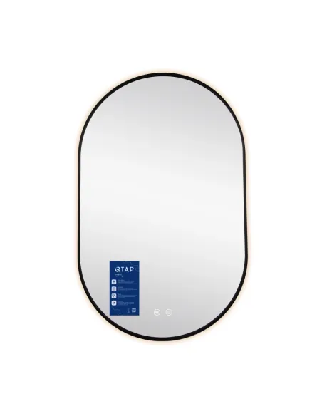 Дзеркало для ванної кімнати Q-Tap Scorpio (SC1) QTSC500800 Black, 500х800 мм, з LED-підсвічуванням Touch, з антизапотіванням, ре