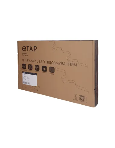 Дзеркало для ванної кімнати Q-Tap Scorpio (SC1) QTSC500800 Black, 500х800 мм, з LED-підсвічуванням Touch, з антизапотіванням, ре