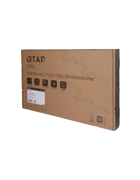 Зеркало для ванной Q-Tap Scorpio (SC1) QTSC500800 Black, 500х800 мм, с LED-подсветкой Touch, с антизапотеванием, регулятор яркос