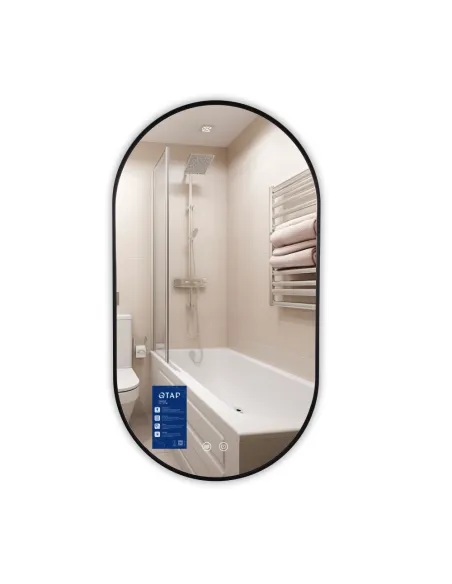 Дзеркало для ванної кімнати Q-Tap Scorpio (SC1) QTSC500900 Black, 500х900 мм, з LED-підсвічуванням Touch, з антизапотіванням, ре