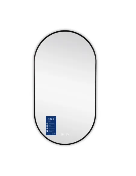 Дзеркало для ванної кімнати Q-Tap Scorpio (SC1) QTSC500900 Black, 500х900 мм, з LED-підсвічуванням Touch, з антизапотіванням, ре
