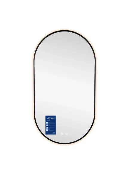 Зеркало для ванной Q-Tap Scorpio (SC1) QTSC500900 Black, 500х900 мм, с LED-подсветкой Touch, с антизапотеванием, регулятор яркос