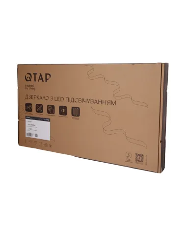 Зеркало для ванной Q-Tap Scorpio (SC1) QTSC500900 Black, 500х900 мм, с LED-подсветкой Touch, с антизапотеванием, регулятор яркос