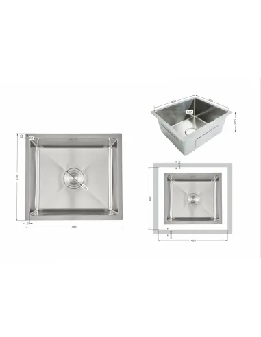 Мойка для кухни прямоугольная Lidz Handmade H4843 Brushed Steel 3,0/1,0 мм из нержавеющей стали, врезная